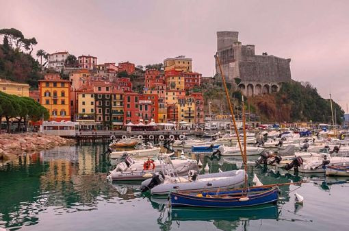 Seaside town of Lerici, with its harbour and castle